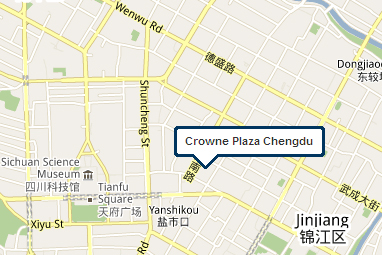 Karte Crowne Plaza Hotel Chengdu